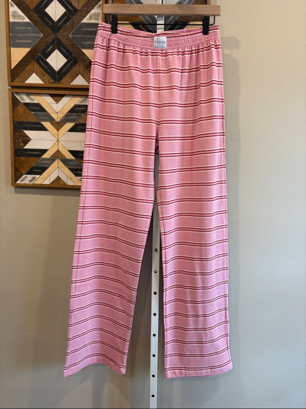 PARKE Valentine's Day Striped Cotton Boxer Pants in Blush Pink size Small NEW